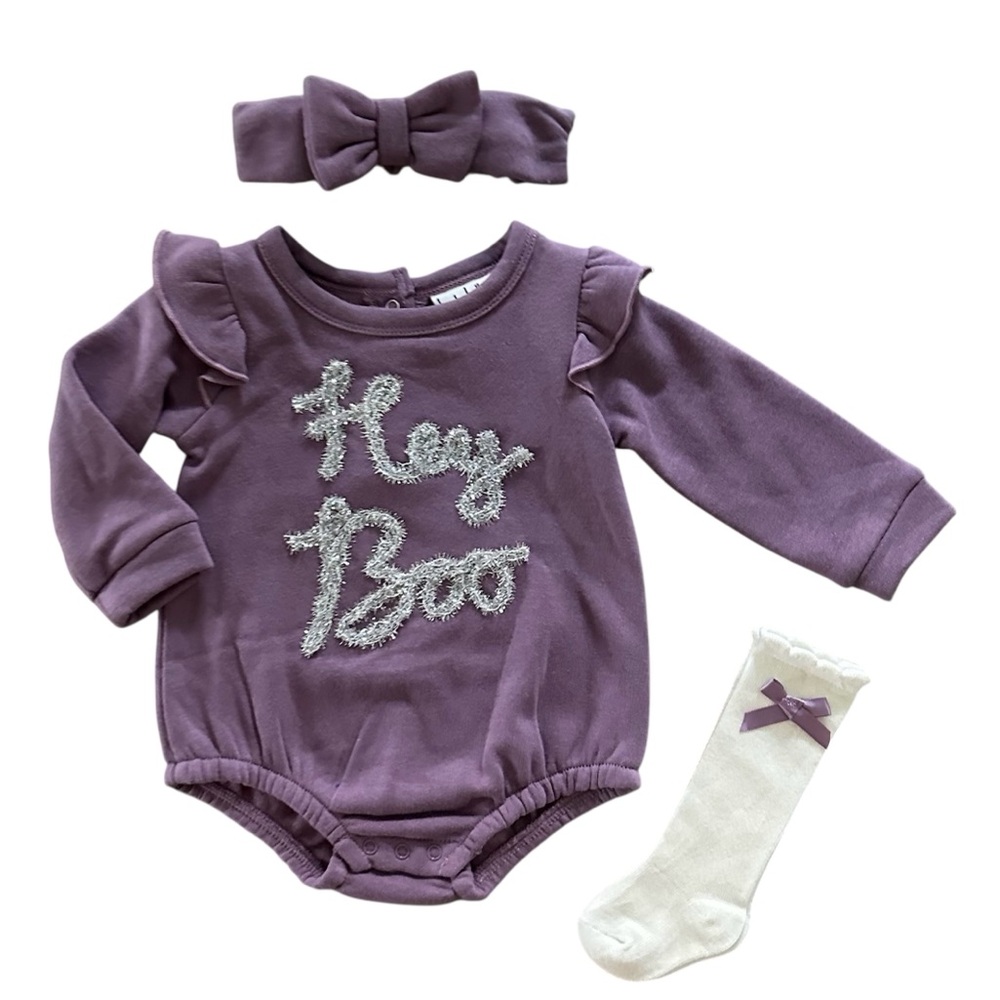 Nicole Miller New York 3 Piece Hey Boo Halloween Set Girls 6/9 Months NWT